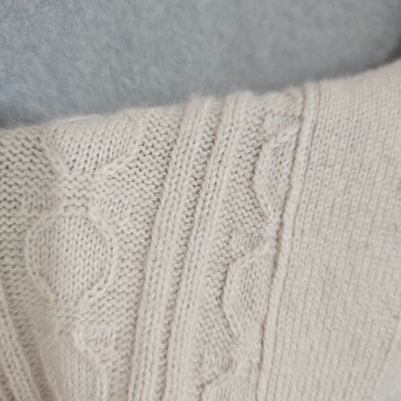 Salvatore Ferragamo Cashmere Cotton XO Cable Knit Stitch Cardigan Mens M Ivory - Picture 5 of 14